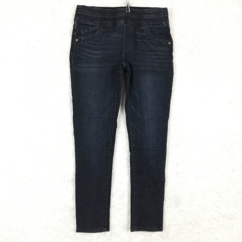 Mac And Me Womens Jeans Jegging Dark Blue Denim Pull On Tummy Control Mid Rise 2